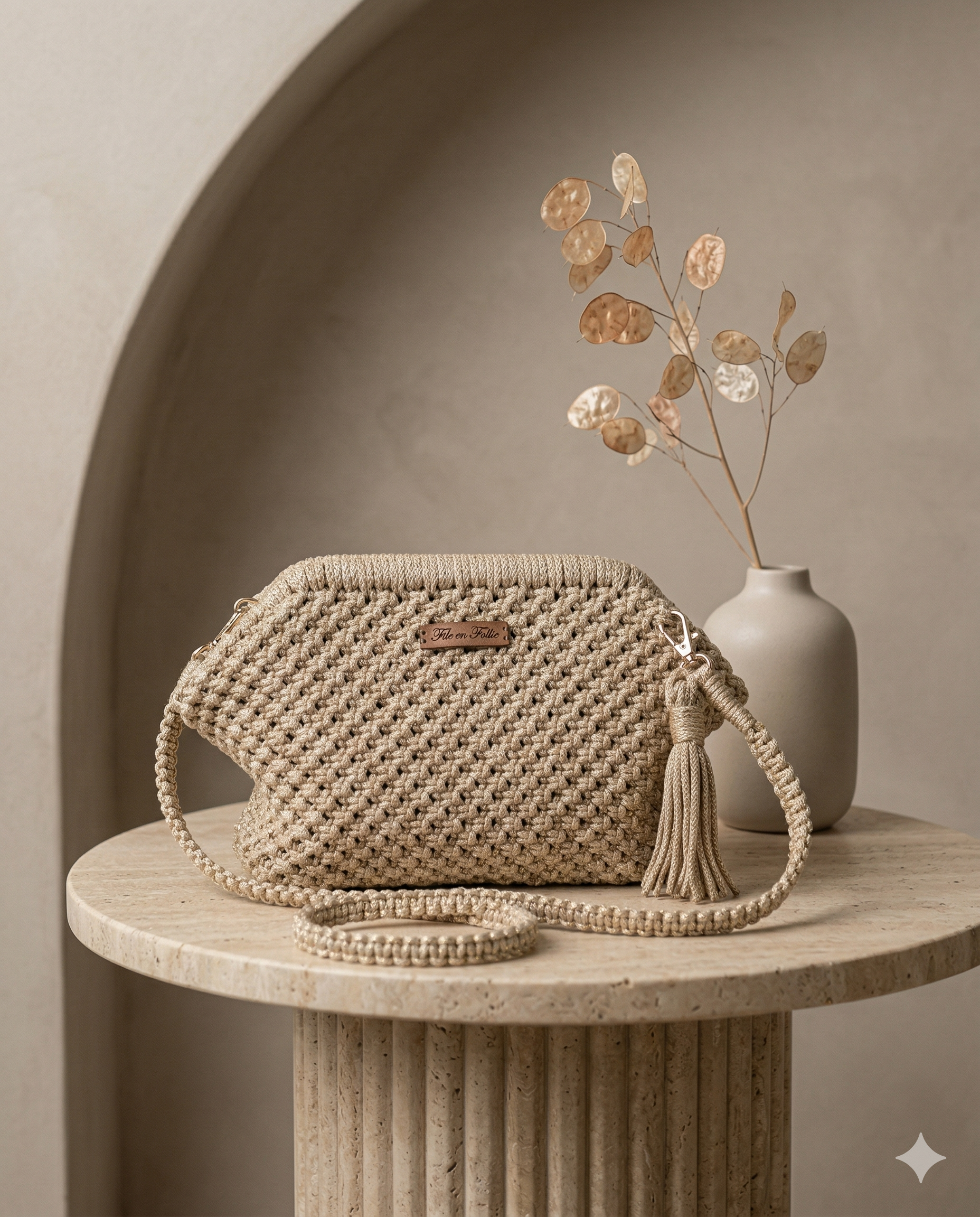 clique claque Beige Pompon