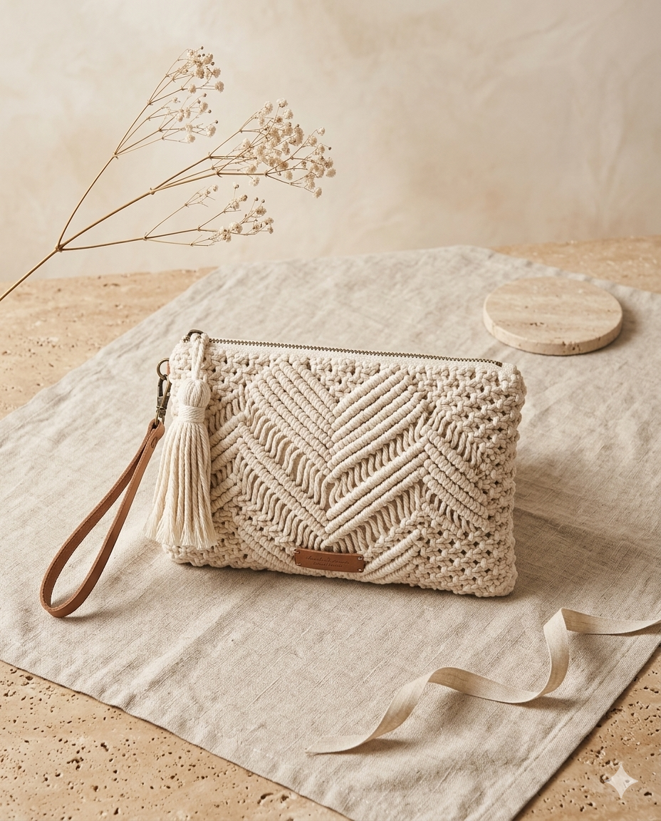 Pochette Ivoire Chevron a Zip