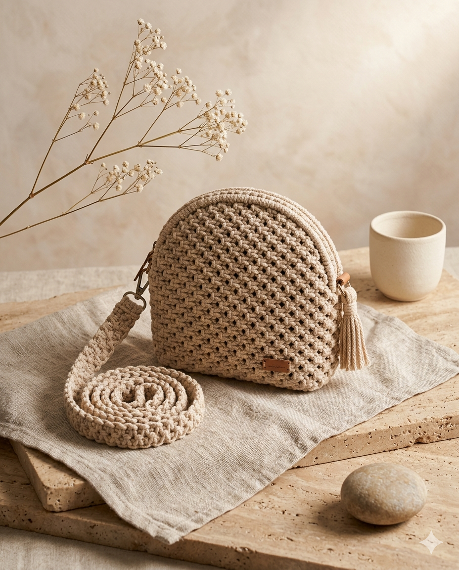 Crossbody Dome Beige a Pampille — vue 2