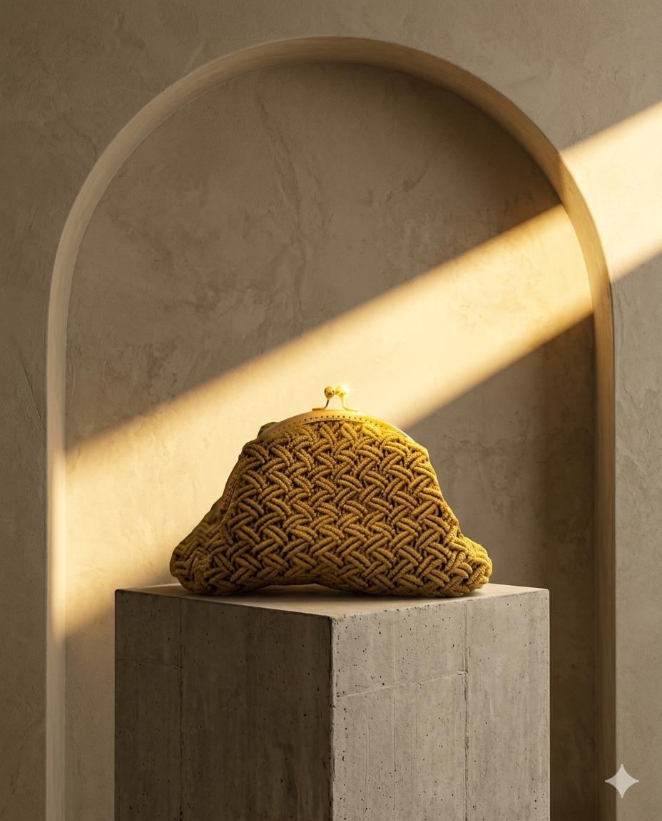 Clutch Olive Tresse Kiss-Lock — vue 2