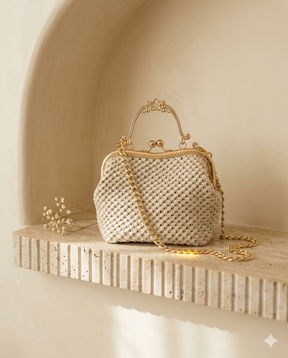 Clutch Ivoire Laiton Chaîne