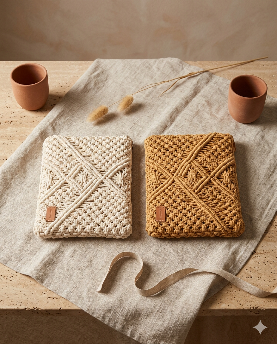 Duo Pochettes Losanges Ivoire & Moutarde