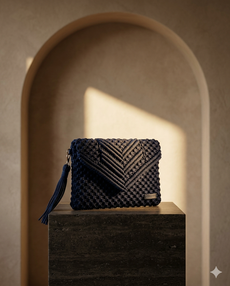 Grande Pochette Navy Chevrons