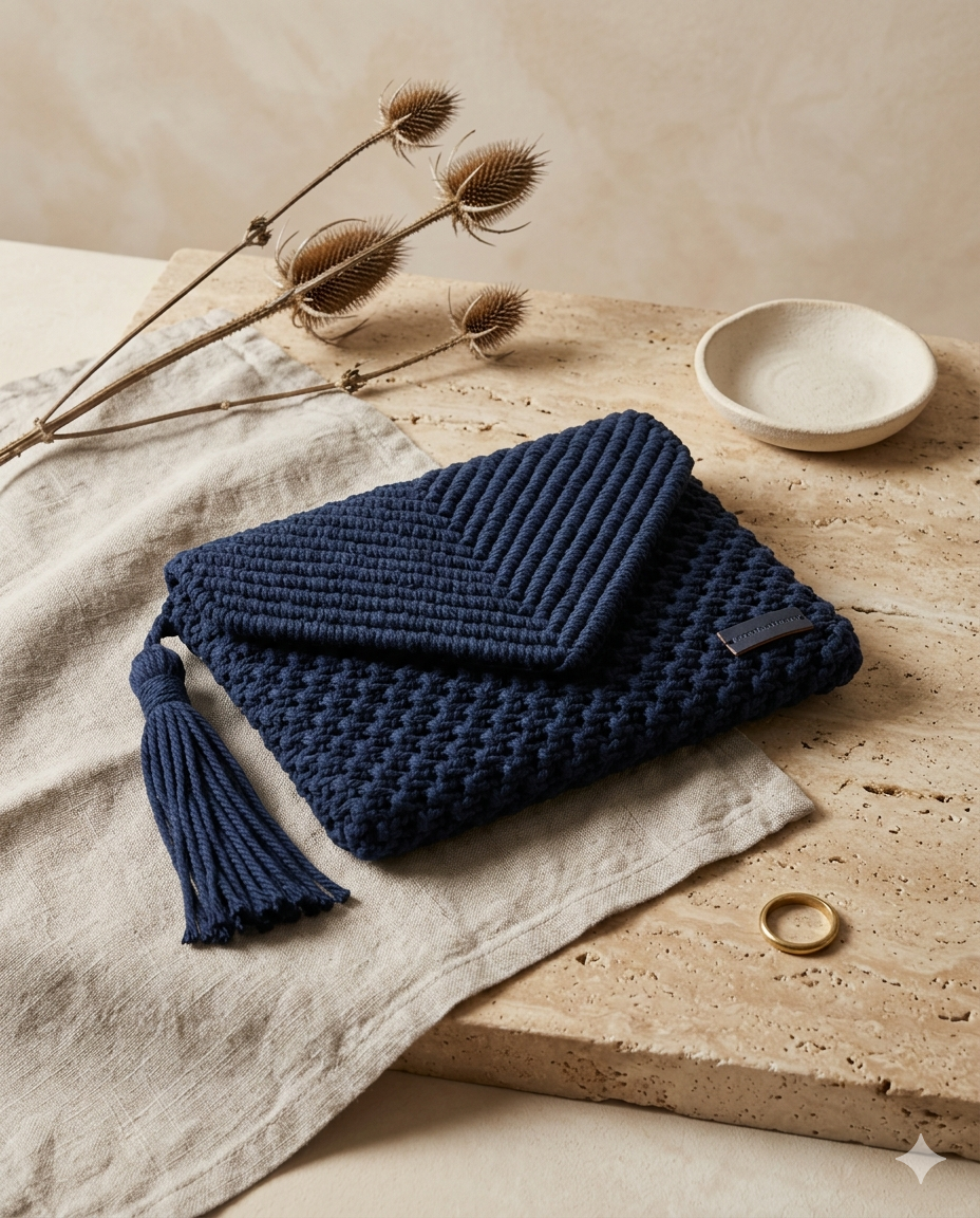 Pochette Navy Chevrons a Pampille